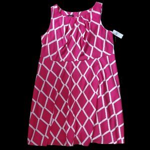 NEW Alyx Hot Pink and White Diamonds Sleeveless Belted Stretch Dress Plus 22w